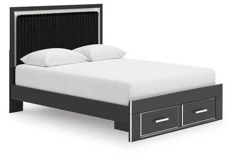 Zuraleus Black Queen Upholstered Panel Storage Bed from Ashley - Luna Furniture