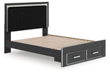 Zuraleus Black Queen Upholstered Panel Storage Bed from Ashley - Luna Furniture
