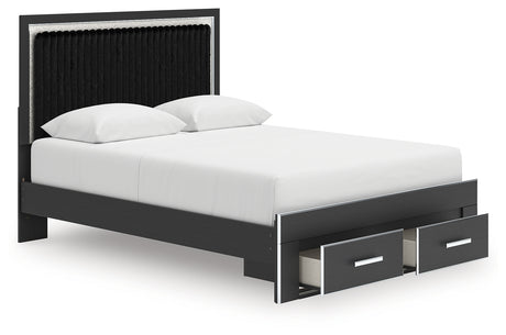 Zuraleus Black Queen Upholstered Panel Storage Bed from Ashley - Luna Furniture