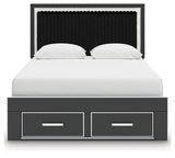 Zuraleus Black Queen Upholstered Panel Storage Bed from Ashley - Luna Furniture