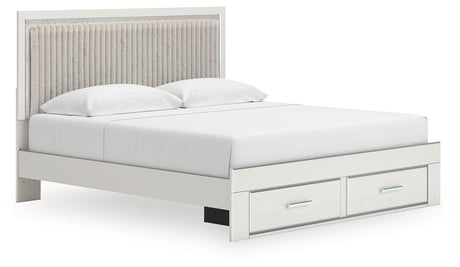 Zuraleus White King Upholstered Panel Storage Bed from Ashley - Luna Furniture