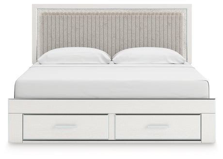 Zuraleus White King Upholstered Panel Storage Bed from Ashley - Luna Furniture