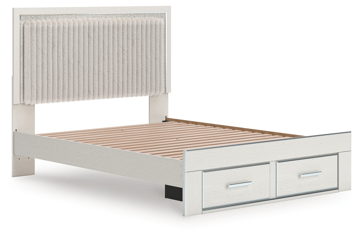 Zuraleus White Queen Upholstered Panel Storage Bed from Ashley - Luna Furniture