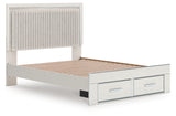 Zuraleus White Queen Upholstered Panel Storage Bed from Ashley - Luna Furniture