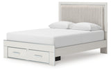Zuraleus White Queen Upholstered Panel Storage Bed from Ashley - Luna Furniture