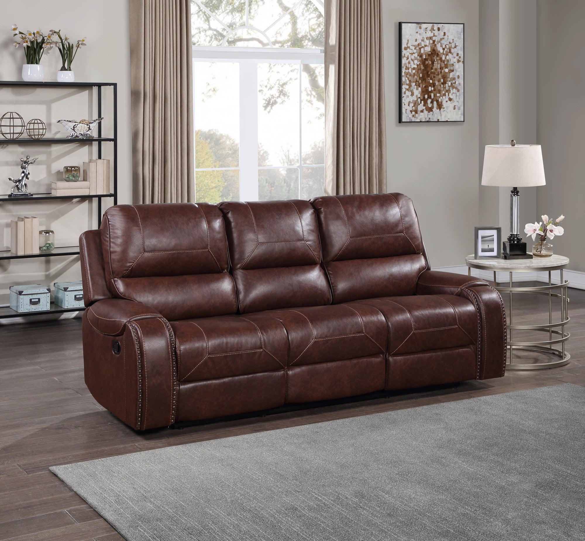 Steve Silver Keily Brown Reclining Sofa with Drop-Down Table
