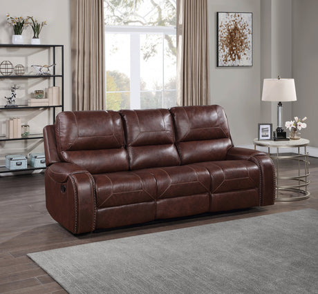 Keily Brown Reclining Sofa with Drop-Down Table from Steve Silver - Luna Furniture