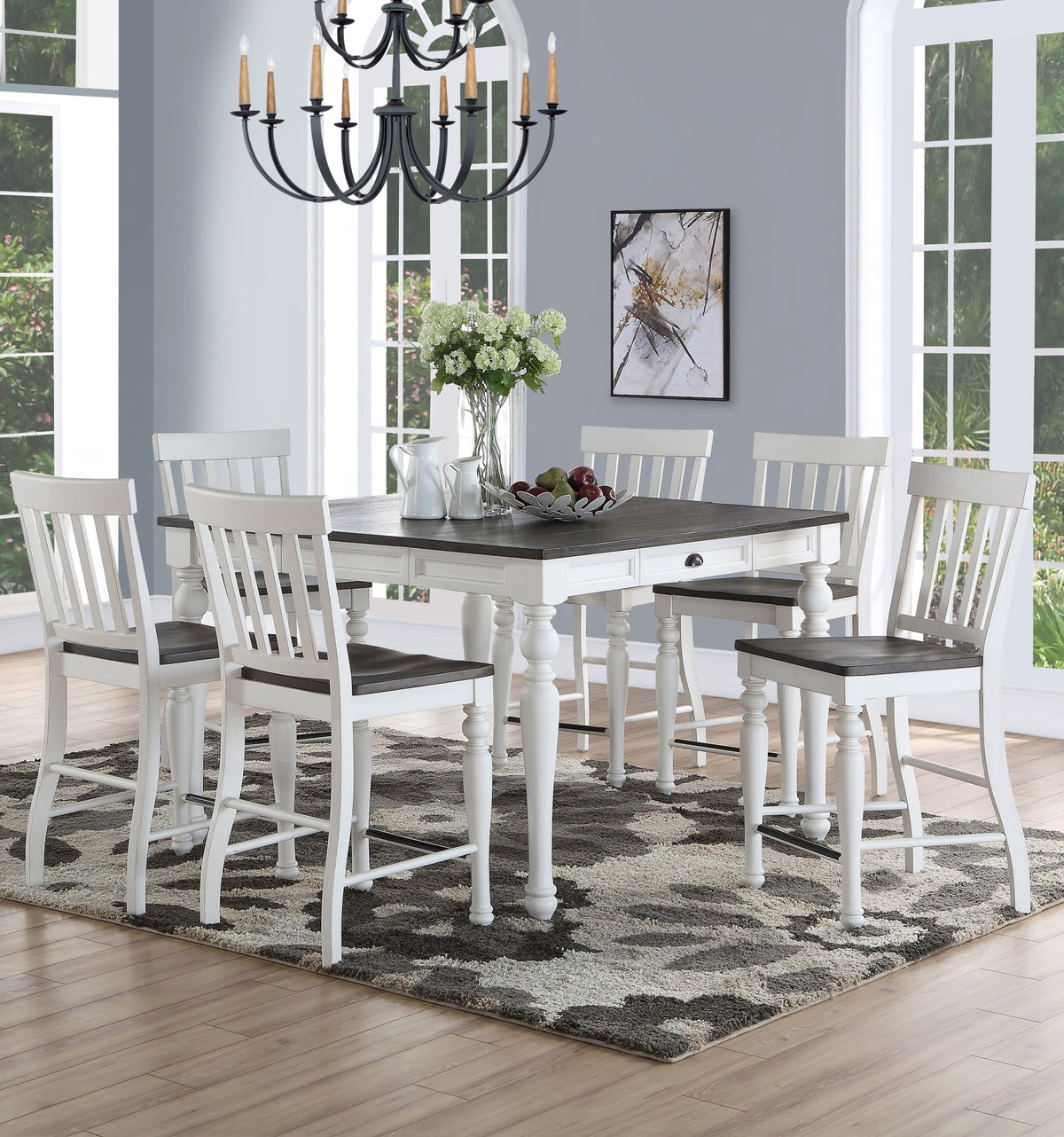 Joanna 5 Piece Drop-leaf Counter Set(Counter Table & 4 Counter Chairs) from Steve Silver - Luna Furniture