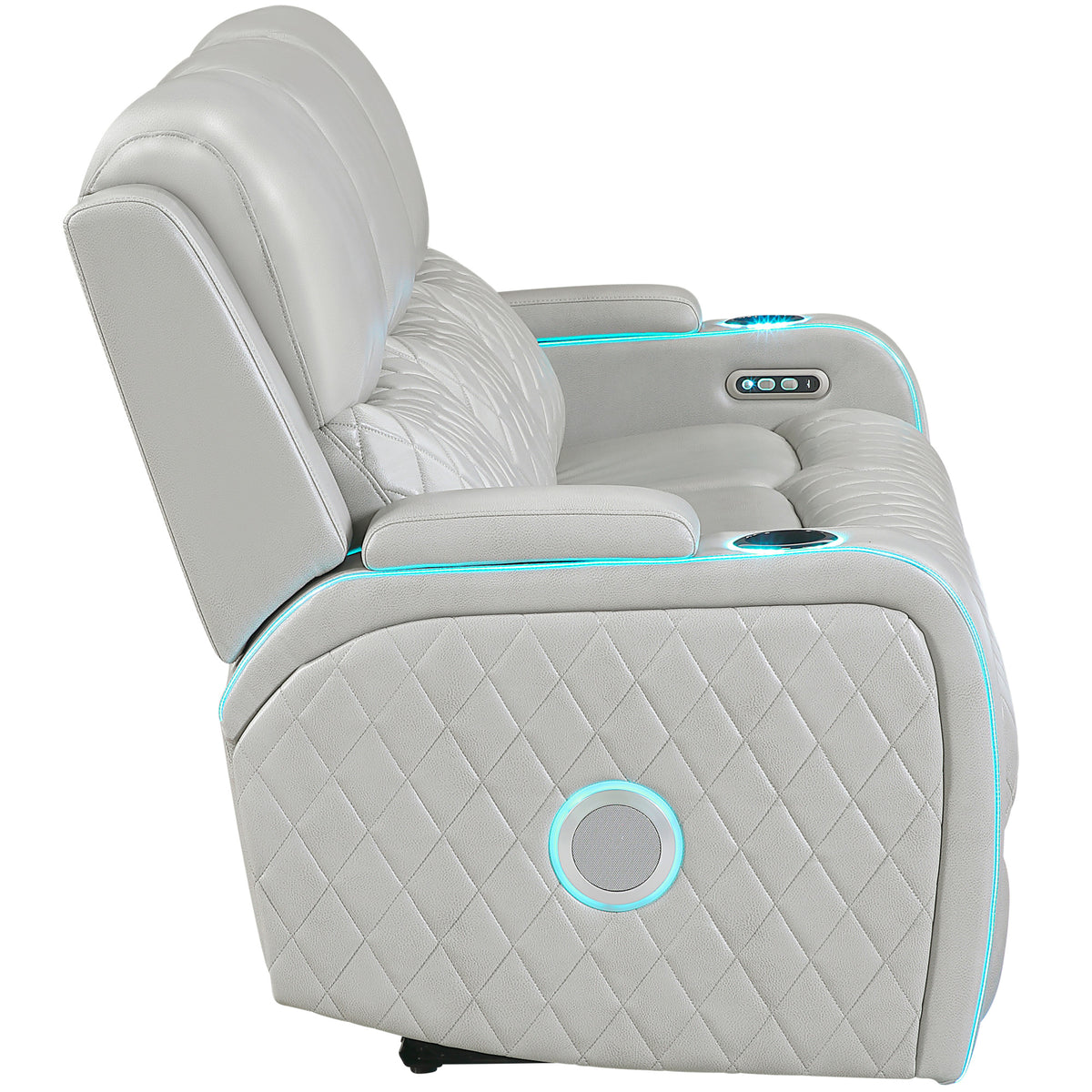 Luna Home Cinema Power Reclining Sofa, Ice Vegan Leather from Steve Silver - Luna Furniture