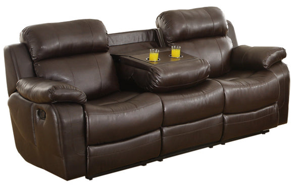 Marille Brown Bonded Leather Reclining Sofa - Luna Furniture