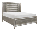 Tamsin Silver/Gray Metallic Queen LED Upholstered Storage Platform Bed from Homelegance - Luna Furniture