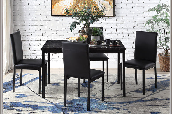 Tempe Black Marble-Top Dining Set