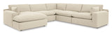 Elyza Linen 5-Piece LAF Chaise Sectional