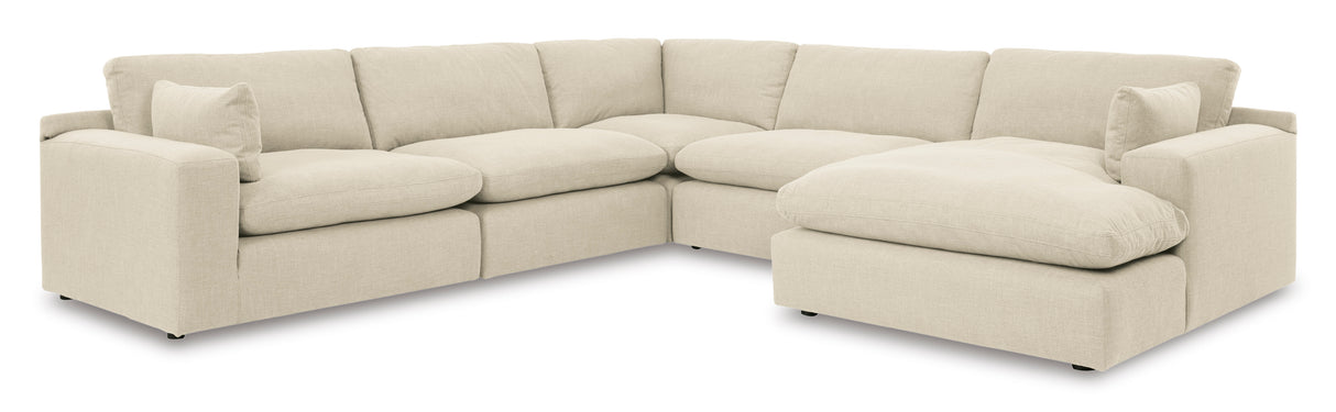 Elyza Linen 5-Piece RAF Chaise Sectional