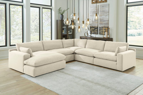 Elyza Linen 5-Piece LAF Chaise Sectional
