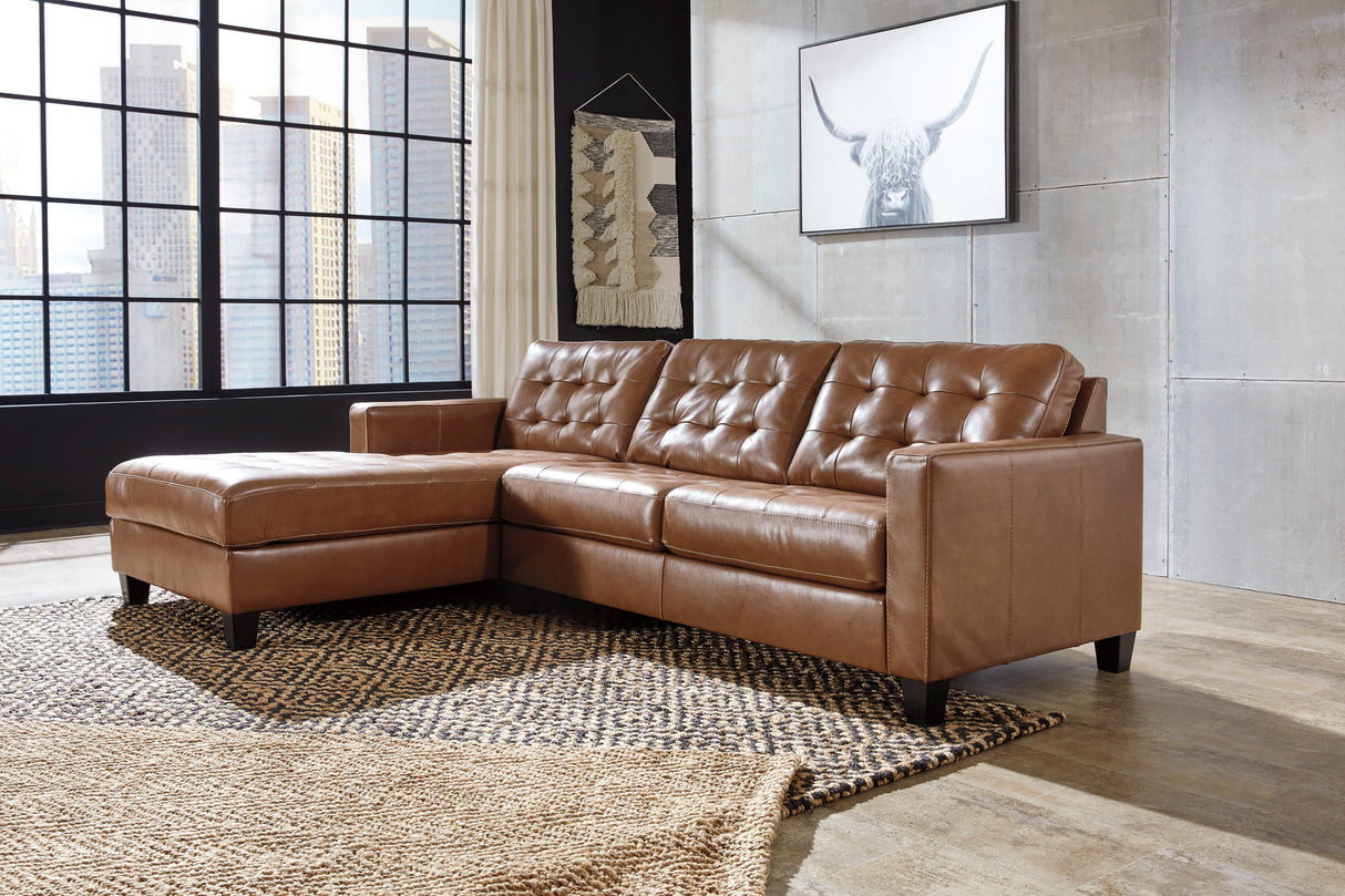 Baskove Auburn Leather LAF Sectional - Luna Furniture
