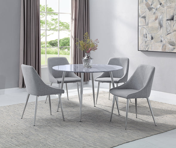 Tola Silver Glass-Top Round Dining Set