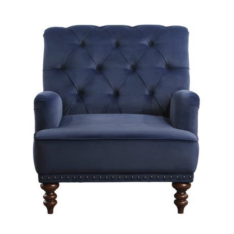 Holland Park Dark Blue Velvet Accent Chair from Homelegance - Luna Furniture