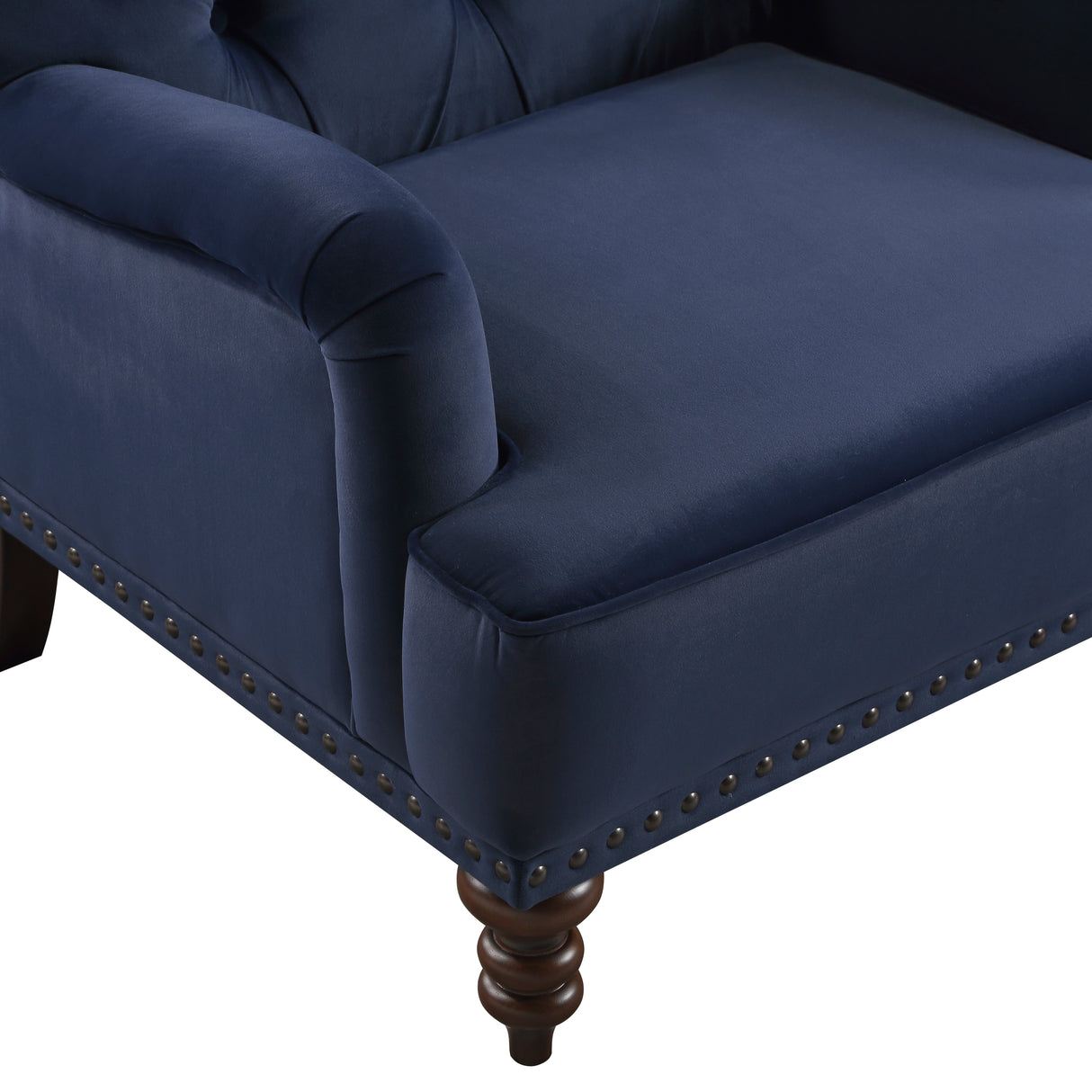 Holland Park Dark Blue Velvet Accent Chair from Homelegance - Luna Furniture