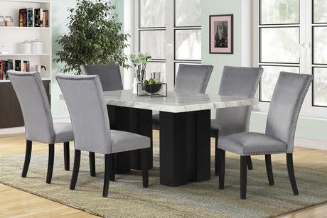 Oslo Gray 7-Piece Faux Marble Dining Set from Happy Homes - Luna Furniture