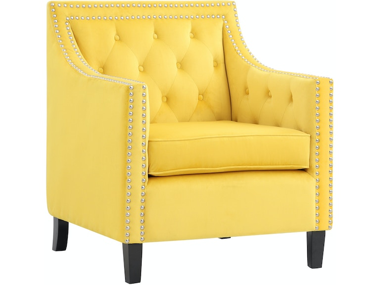 Graziso Yellow Velvet Accent Chair