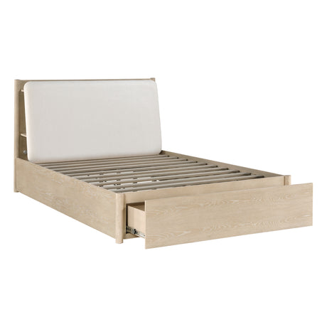 Matteo Light Oak Queen Platform Bed with Footboard Storage from Homelegance - Luna Furniture