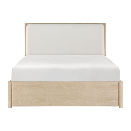 Matteo Light Oak Eastern King Platform Bed with Footboard Storage from Homelegance - Luna Furniture