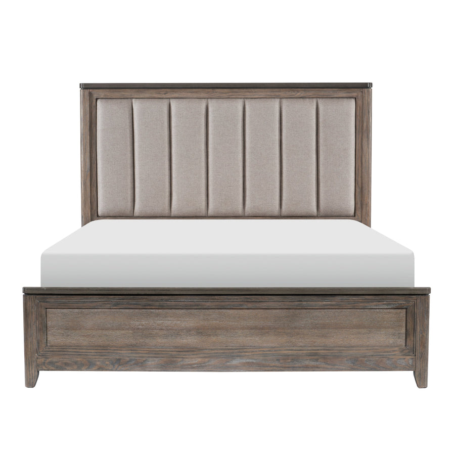 Newell Light Brown King Upholstered Panel Bed from Homelegance - Luna Furniture