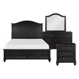 Herman Charcoal Brown 4-Piece Bedroom Set (Queen Bed, Nightstand, Dresser, Mirror) from Homelegance - Luna Furniture