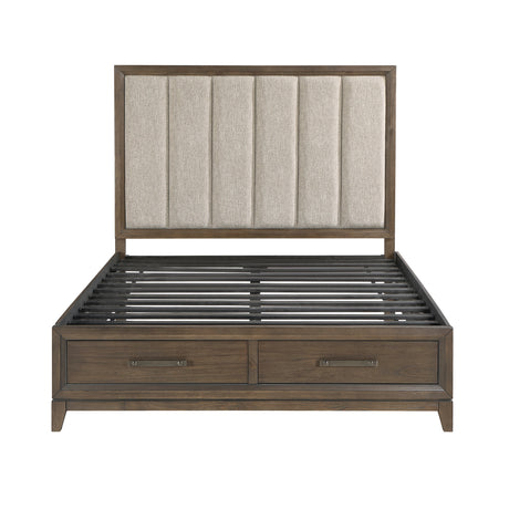 Cambridge Dark Walnut Eastern King Platform Bed with Footboard Storage from Homelegance - Luna Furniture