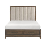 Cambridge Dark Walnut Queen Platform Bed with Footboard Storage from Homelegance - Luna Furniture