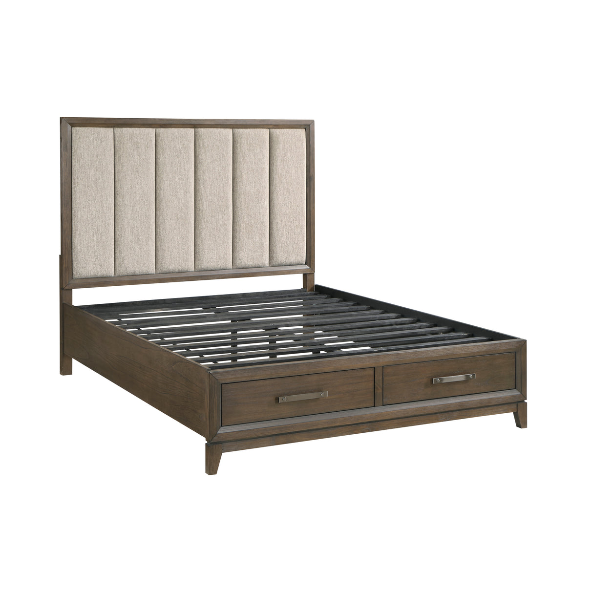 Cambridge Dark Walnut Queen Platform Bed with Footboard Storage from Homelegance - Luna Furniture