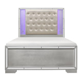 Aveline Silver Queen LED Upholstered Panel Bed - Luna Furniture