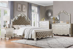 Ever Champagne Mirrored Upholstered Panel Bedroom Set