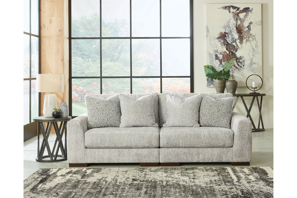 Regent Park Pewter 2-Piece Sectional Loveseat from Ashley - Luna Furniture