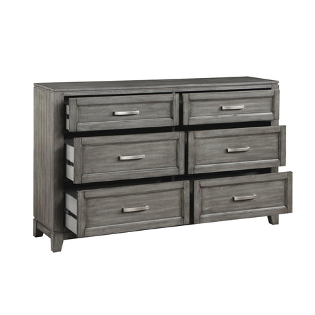 Garretson Gray 4-Piece Bedroom Set (Queen Bed, Nightstand, Dresser, Mirror) from Homelegance - Luna Furniture