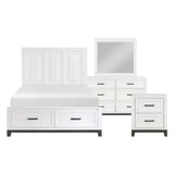 Garretson White 4-Piece Bedroom Set (Queen Bed, Nightstand, Dresser, Mirror) from Homelegance - Luna Furniture