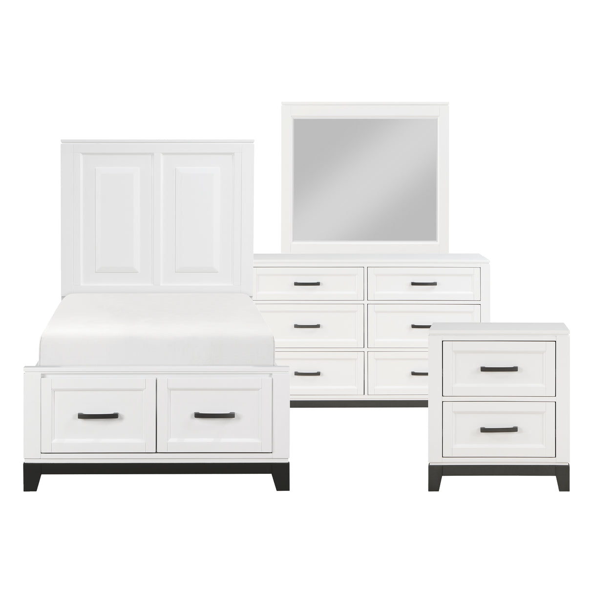 Garretson White 4-Piece Youth Bedroom Set (Twin Bed, Nightstand, Dresser, Mirror) from Homelegance - Luna Furniture