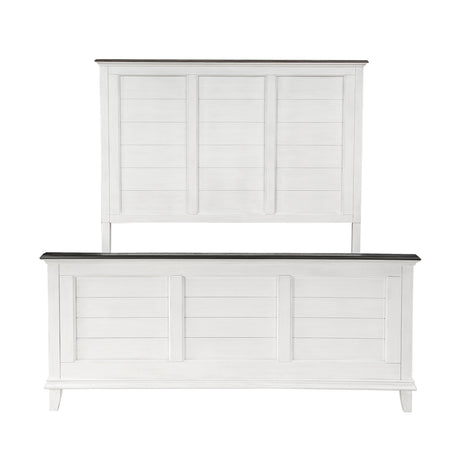 Chesterton Antique White/Dark Brown 4-Piece Bedroom Set (Queen Bed, Nightstand, Dresser, Mirror) from Homelegance - Luna Furniture