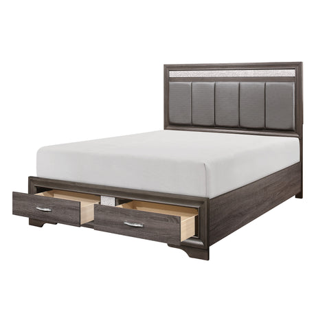 Luster Gray Queen Platform Bed with Footboard Storage from Homelegance - Luna Furniture