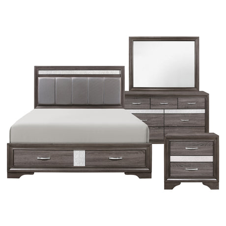 Luster Gray 4-Piece Bedroom Set (Queen Bed, Nightstand, Dresser, Mirror) from Homelegance - Luna Furniture