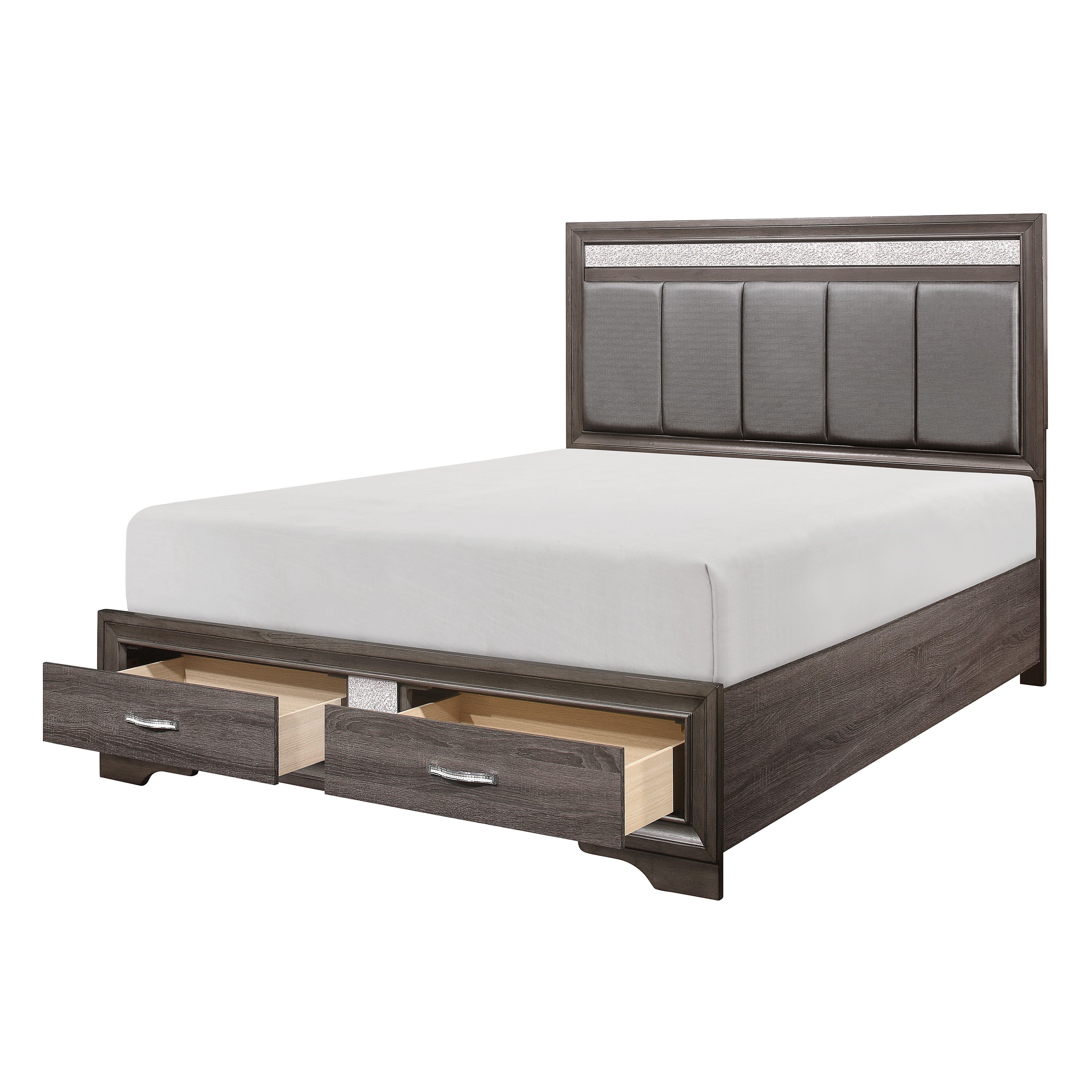 Luster Gray King Upholstered Storage Platform Bed from Homelegance - Luna Furniture