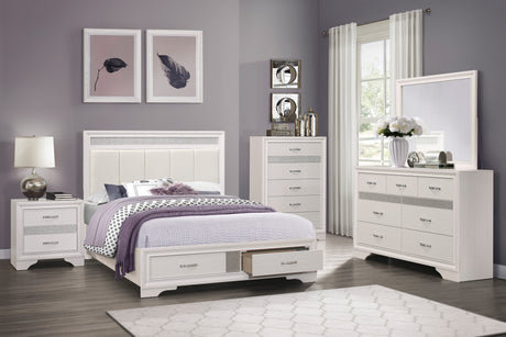 Luster White Queen Upholstered Storage Platform Bed from Homelegance - Luna Furniture