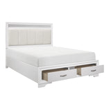 Luster White Queen Platform Bed with Footboard Storage from Homelegance - Luna Furniture