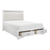 Luster White Eastern King Platform Bed with Footboard Storage from Homelegance - Luna Furniture