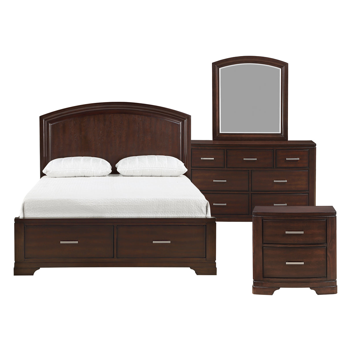 Hudson Cherry 4-Piece Bedroom Set (Queen Bed, Nightstand, Dresser, Mirror) from Homelegance - Luna Furniture