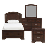 Hudson Cherry 4-Piece Youth Bedroom Set (Twin Bed, Nightstand, Dresser, Mirror) from Homelegance - Luna Furniture