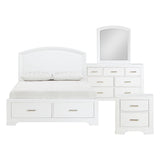 Hudson White 4-Piece Bedroom Set (Queen Bed, Nightstand, Dresser, Mirror) from Homelegance - Luna Furniture