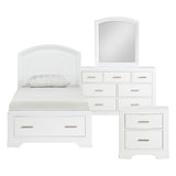 Hudson White 4-Piece Youth Bedroom Set (Twin Bed, Nightstand, Dresser, Mirror) from Homelegance - Luna Furniture