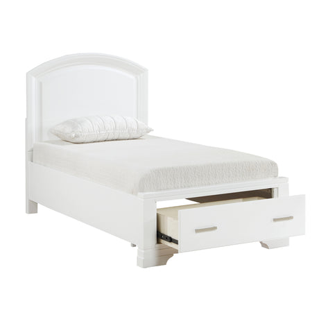 Hudson White 4-Piece Youth Bedroom Set (Twin Bed, Nightstand, Dresser, Mirror) from Homelegance - Luna Furniture